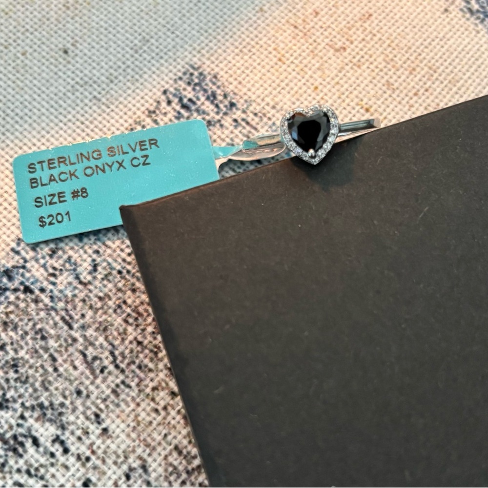 Sterling Silver Heart Ring with Black Onyx CZ